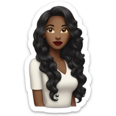Beautiful Black women long hair lipstick sticker