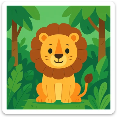 Flat design style lion in the jungle sticker