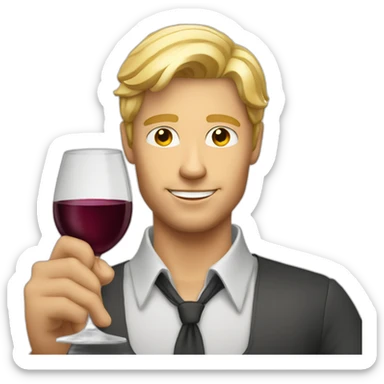 Handsome blond guy with wineglass sticker