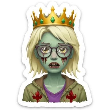 crowned woman zombie with glasses sticker