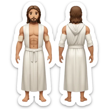 fullbody jesus christ jacked, sleeveless white robe front and backview sticker