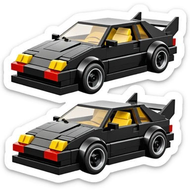 Venom’s aerodynamic opulent dark  futuristic concept loosely based on Toyota 1986 AE86 (flat long straight faceted mechanical body)Lego lightweight stealthy street hot rod  sticker