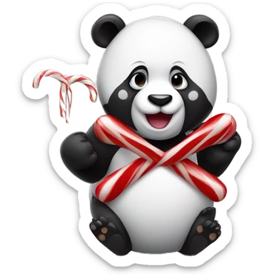 Panda and candy canes sticker