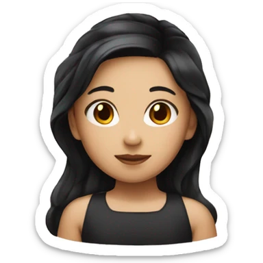 Asian girl with black hair and a strawberry hair pin sticker