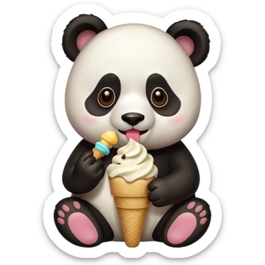 Panda eating ice cream sticker