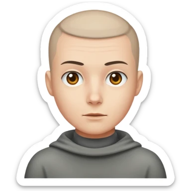 Buzz cut emoji not smiling and white skin color sticker