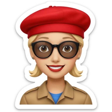 Sourire,.lu.ettes de soleil noires, beret rouge parachutiste sticker