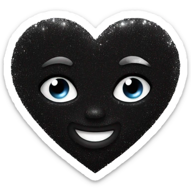 Black sparkling heart sticker