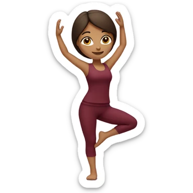 Brunette yoga girl burgundy clothes  sticker