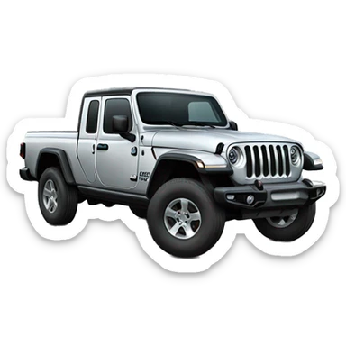 Realistic silver Jeep Gladiator truck. sticker