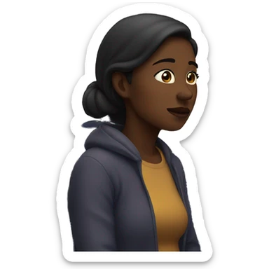 Woman gazing at night scene sticker