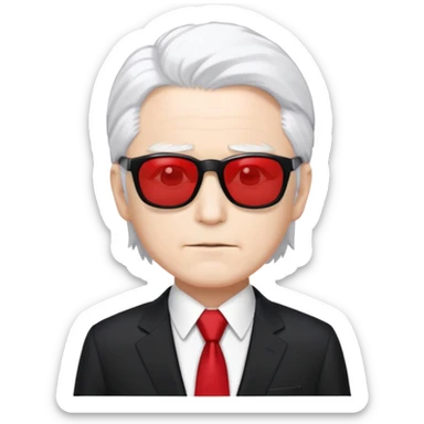 Satoru Gojo from Jujutsu Kaisen with white hair, black suit, red tie, and sunglasses sticker