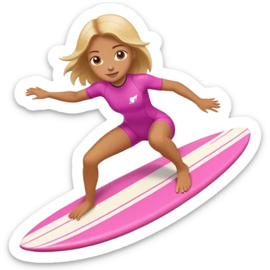 Girl surfing in Pink surbord sticker