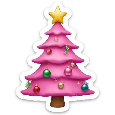 pink christmas tree with ornaments  sticker