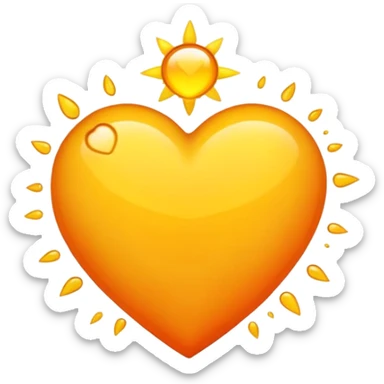 Corazón amarillo tirando a naranja con un sol  sticker