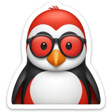 Pingüino con cabello  rubio estilo cool con gafas de sol color rojo sticker