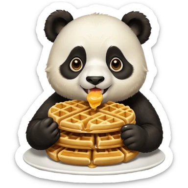 panda eating waffles sticker