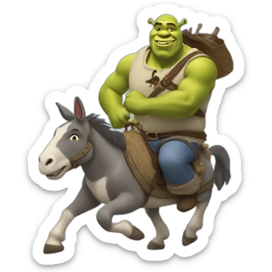 shrek run with a donkey sticker