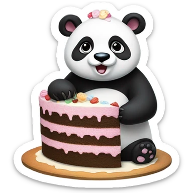 Panda eating cake sticker