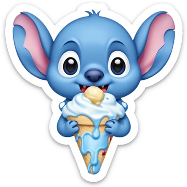 Stitch eating ice cream  sticker