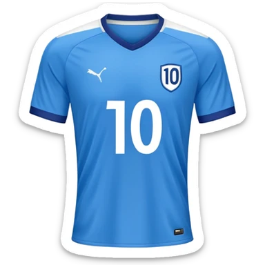 Blue soccer jersey with white details, number 10 on the back sticker