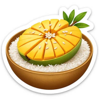 Sliced mango on rice topped with sesame seeds sticker