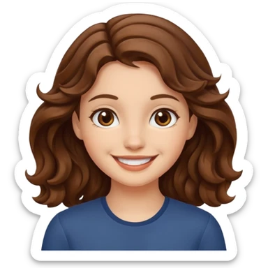 A girl with fair skin and wavy brown hair. sticker