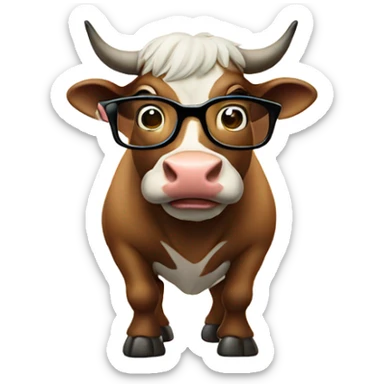 A Bull in glasses talking to his friends  sticker