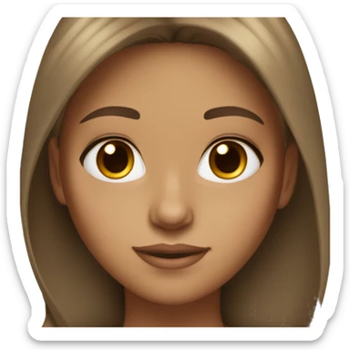 girl tan skin brown eyes brown hair with subtle blonde highlights and long lashes sticker