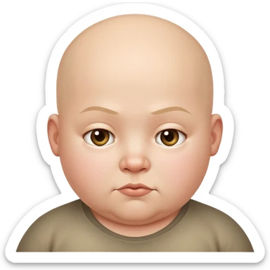 a bald fat lazy looking kid sticker