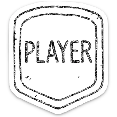 minimalist hand-drawn outlined icon of a player for DnD TTRPGs, worn distressed sticker