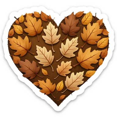 Brown autumn heart  sticker