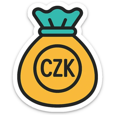 clean modern icon style money sack with CZK Czech koruna currency symbol sticker