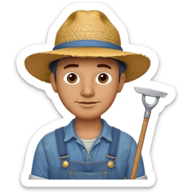 Farmer man – Straw hat, hoe on shoulder
 sticker