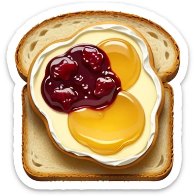 2 slices with pice of butter and jam on top  sticker