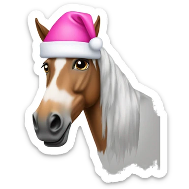 horse wearing pink santa hat sticker