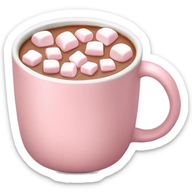 Light Pink mug of hot chocolate with marshmallows  sticker