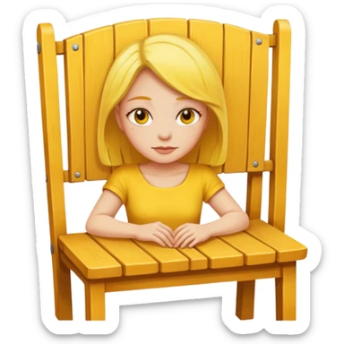 a woman with yellow skin sitting on a chair sticker