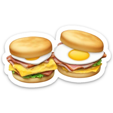 Breakfast sandwich with English muffin with egg bacon and cheese sticker