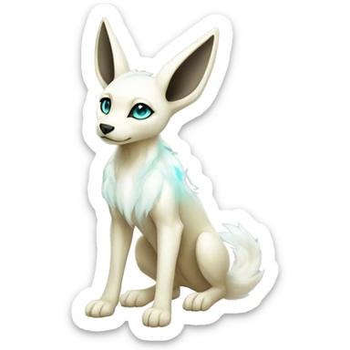 Shiny White Angelic Electric Albino Umbreon. cyan eyes and cyan markings. Golden Anubis-rings. full body sticker