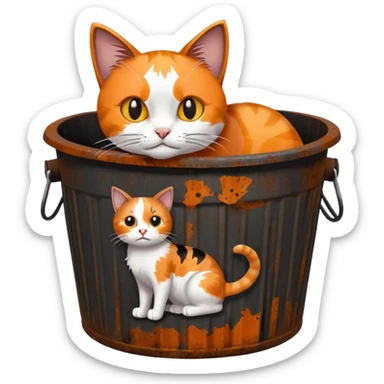 Cat + trash bin, Street Wildlife. sticker