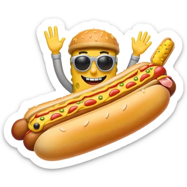 spongebob riding a hotdog sticker
