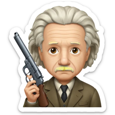 Albert Einstein holding a gun sticker