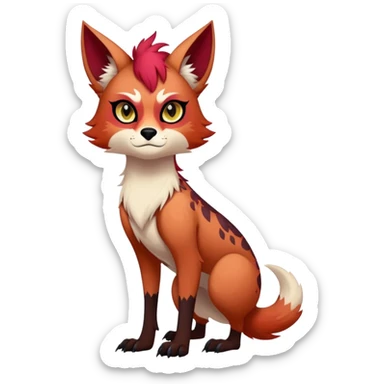 edgy badass cool Falvie-Fionbri-creature-fursona, full body, with random markings sticker
