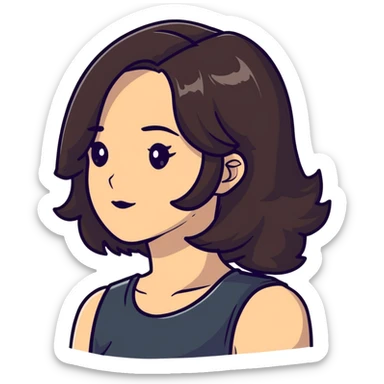 brunette girl with hair in a side part sticker
