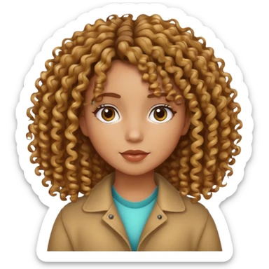 Menina cabelo cacheado com luzes pele morena sticker