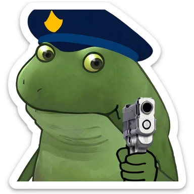 Emoji choking neck and holding gun signs next to head  sticker