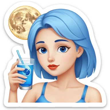 Girl drinking blue moon sticker