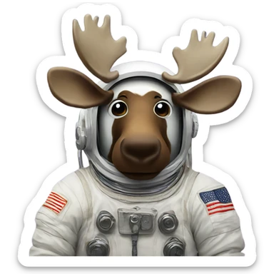 Moose in an astronaut suit  sticker