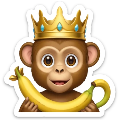 monkey with banana and wearing crown sticker